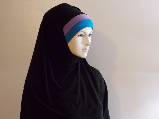 Black  Triple Band undersacrf 2 piece hijab 5